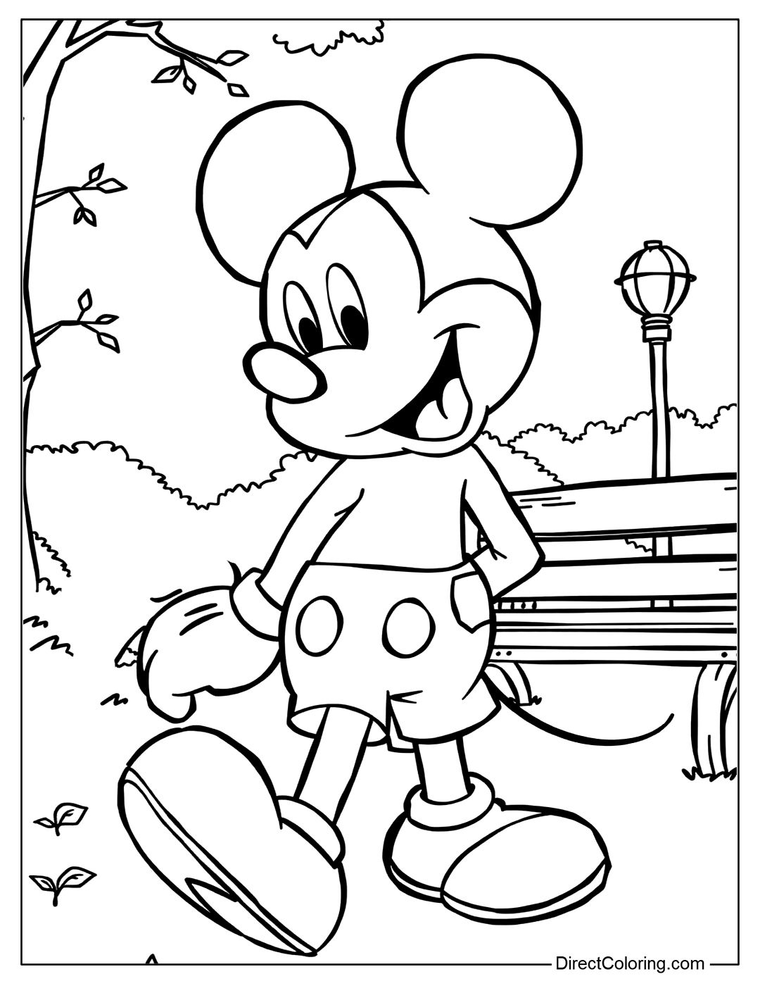 Coloring Page Mickey Mouse in the Park